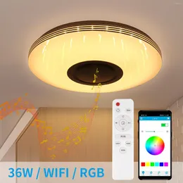 Ceiling Lights Lamps Music Light Lamp Bedroom Modern Led Smart Bluetooth WiFi RGB 3D Remote/App Control Round Colorful