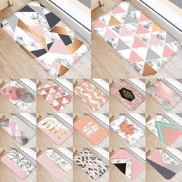 Mattor Pink Marble Geometric Printed Kitchen Door Mat 40 60 Coral Velvet Carpet Gummi golvmattor Färgglada icke-anti-slip matta 48267-5