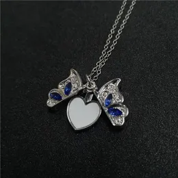 Pendant Necklaces Sublimation Blank Butterfly Locket Po Pendants Valentines Day Gift Tranfer Printing Consumable 15pcs/lot