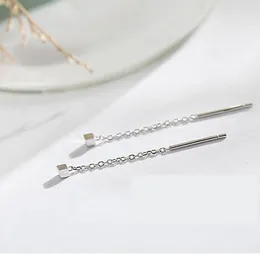 Dingle örhängen ljuskrona S925 Sterling Silver Square Ear Cord Fashion Stud for Women 2023 Trend Korean Style Jewelry