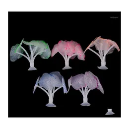 Decorations Simation Fluorescent Underwater Landscape Decor Coral Artificial Sucker Plant Ornament Fish Tank Aquarium Accessories1 D Dhxny