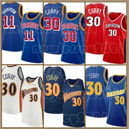 Mens Stephen Curry Klay Thompson Basketbol Formaları 30 11 23 2023 James Wiseman City Altın Devletler Edition Blue Gold Retro Jersey Mitchell Ness Gömlek