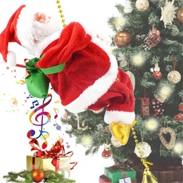 クリスマスの装飾サンタクロースエレクトリックラダークライミングフィギュア飾り飾りがビーズを登り、繰り返しダウンして子供のおもちゃのギフトを繰り返します