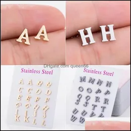 Stud Az Alphabet Earrings Stainless Steel Initial Letter For Women Girls Kids Personalize Everyday Jewelry Drop Delivery Otqrn