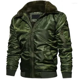 Men's Down Winter Flight Jacket Tactical Pilot Bomber Male Vintage Military Fur Collar Loose Cotton Outwear Coat Thick Parka