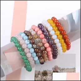 Bangle Natural Gemstone 8mm Agate Stone Bangles Healing P￤rlor armband f￶r smycken som g￶r sl￤pp leverans otemg