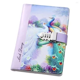 Chinese Style Peacock Password Notebooks And Journals Diary With Lock Agenda Office Bussiness School Supplies A5 Planner Book