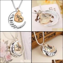 Pendant Necklaces Heart Jewelry I Love You To The Moon And Back Mom Necklace Mother Day Gift Wholesale Fashion Drop Delivery Pendants Oty0U