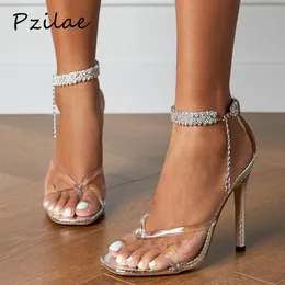 Vestido tênis pzilae verão ouro prata padronizar sandálias sexy de dedos de dedo de pé alto