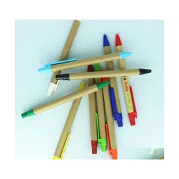 Ballpoint Pens Ecofriendly Paper Custom Logo School Supplies Stationery Plastic Clip Promotional Students Dh1334 Drop Delivery Offic Dhkw5