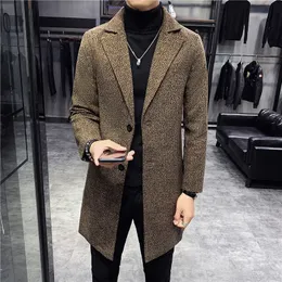 Męskie mieszanki wełny Zimowe płaszcze Płaszcze długie kurtki Slim Fit Casual Business Grubszy ciepłe rozmiar 5xl 230107