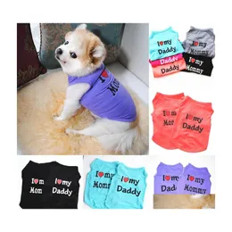 Dog Apparel 6 Colors의 옷과 같은 아빠와 엄마 강아지 셔츠 단색 작은 개 T 셔츠 면봉 용품 공급 아웃복 도매 dhhvx
