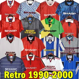 Retro Sancho Camisetas de Fútbol Giggs Cantona Rooney Ferdinand Sheringham Mans Camiseta 1990 92 93 94 96 97 98 99 2000 Scholes Beckham