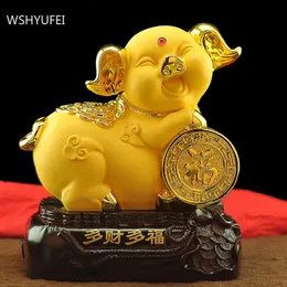 Dekorativa figurer föremål kinesiska zodiakgrisskulpturprydnader hartshantverk vardagsrum vin skåp lyckliga pengar dekorationer butik hou