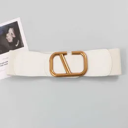 hion Cintura da donna firmata PU Lettera V Fibbia con elastico in vita Guarnizione abbinata Cappotto Cinture decorative molteplici opzioni di colore