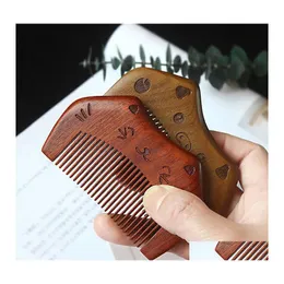 Designer Masks Sandalwood Comb Custom Your Logo Beard Customized Combs Laser Engraved Wooden Hair Drop Delivery Home Garden Housekee Dhvkg