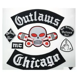 Sewing Notions Tools Outlaw Chicago Forgives Embroidered Iron Ones Fashion Big Size For Biker Jacket Fl Back Custom Drop Delivery A Dhm0Z