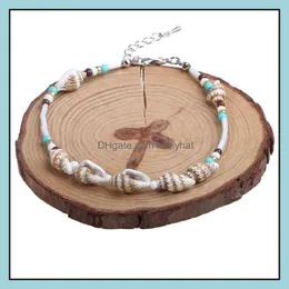 Tornozeleiras personalizáveis ​​e americanas com contas de arroz Conch Conch Beach Chain Chain Jewelry Drop entrega Otnio