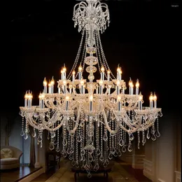 Ljuskrona stort vardagsrum ljuskrona belysning modern för El -lobby lyxtak LED Candelabro Crystal Luster