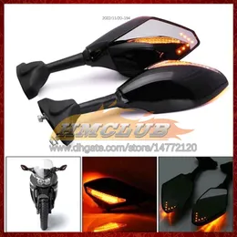 2 x Motocicleta LED LUZES DE LUZES DE LIVRES LIMENTOS PARA KAWASAKI NINJA ZZR400 ZZR 400 2001 2002 2003 2004 2005 2006 2007 Indicadores de sinal de giro de carbono espelho retrovisor 6 cores