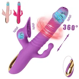 Skönhetsartiklar kanin dildo vibrator dubbel penetration tunga slickande sugande klitoris g-spot vagina onanbate 3 i 1 sträckande vibratorer