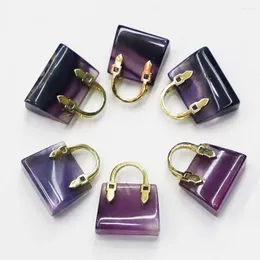 Подвесные ожерелья высококачественные натуральные каменные сумочки флуорит подвески для женских украшений ожерелье.