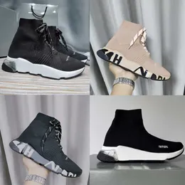 2023 Designer Sock Sneakers Men Womens Sneaker Classic Trainer Sock Shoe 3D Knit Trainers White Black Graffiti Sole Air Cushion Casual Shoes With Box NO017B