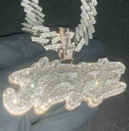 Yeni Tasarlanmış Kişiselleştirilmiş 925 Gümüş Mozanit Özel Harfli İsim Kolye Erkekler için Hip Hop Kolye ve