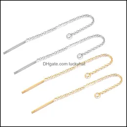 Cadeiras 10pcs/conjunto de aço inoxidável ouro pentel longo peste caça adesiva Dangle Brincos Linha de ouvido para jóias DIY 1519 Entrega OTLGF