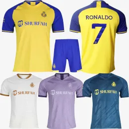 22 23 Al Nassr FC camisas de futebol Ronaldo Feminino Masculino Infantil Kit uniforme meninos 2022 2023 Casa CR7 meninos Camisa de futebol T Al-Nassr terceiro quarto MARTINEZ Arábia Saudita