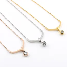 Pendant Necklaces Simple Crystal Can Be Slide For Women Chain Stainless Steel Jewelry Gift Bijouterie