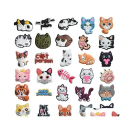 Shoe Parts Accessories Charms Wholesale Childhood Cute Cat Paw Dogs Animal Cartoon Croc Pvc Decoration Buckle Soft Rubber Clog Fas Dhkdi