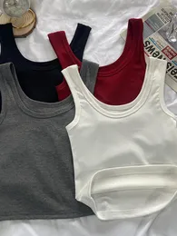 Damen-Tanks ITOOLIN Einfarbige Damen-Tanktops aus Baumwolle, solide, bauchfrei, sexy O-Ausschnitt, stricken, ärmellos, für All-Match