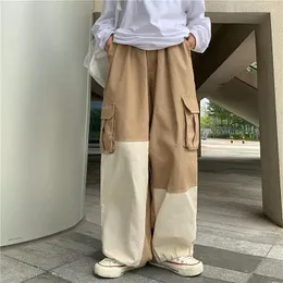 Men's Pants Pocket Straight Loose Casual Trousers 2023 Spring Autumn Women Wide-leg Panelled High Street Cargo Men's Big