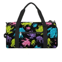 Borse da esterno Multicolor Frog Sport Acquerello Splash Animali divertenti Accessori da palestra Borsa da allenamento Borsa da fitness per uomo Donna