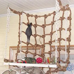 Andere Vogelbedarf Papageien-Kletternetz-Seil zum Aufhängen, Ständer, Schaukeln, Spielleiter, Kauspielzeug mit Schnallen, Fitnessstudio-Spielzeug