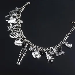 Link Chain The Nightmare Before Christmas Bracelet Jack Skellington Snowflakes Pumpkin Skull Charms Bangle Bracelets Halloween Je2369778