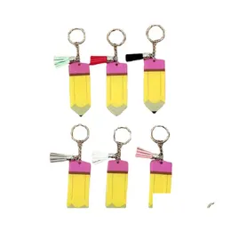 Party Favor Personalized Pencil Keychain Diy Blank Acrylic Tassel Keyring Backpack Hanging Pendant Drop Delivery Home Garden Festive Dhzps