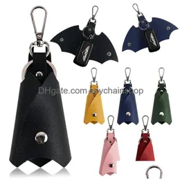 Schl￼sselringe PU Leder Bat Keychains Halter Herren Animalanh￤nger Ketten FOBS FODE DESIGN Women Bag Charms Sier Metal Car Keyrings AC DHLP4