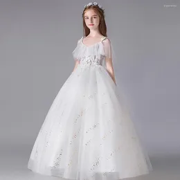 Girl Dresses Flower Sequins Tulle Lace Appliques Party Growns For Weddings Communion Robes Birthday Ball Gown