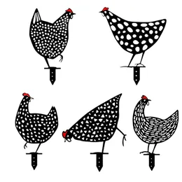 아크릴 로스터 동상 정원 장식 중공 동물 닭 조각 가정 뒤뜰 잔디 장식을위한 동물 닭 조각