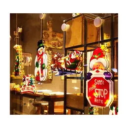 Christmas Decorations Suction Cup Window Hanging Lights Small Decorative Atmosphere Scene Decor Festive Showcase Led Sucker Lamp Dro Dhvqx