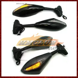 2 x Motorcykel LED Turn Lights Side Mirrors för Kawasaki Ninja ZZR 1100 ZZR-1100 ZZR1100 93 94 95 96 97 98 99 00 01 Kolsignalindikatorer Baksida spegel 6 Färger