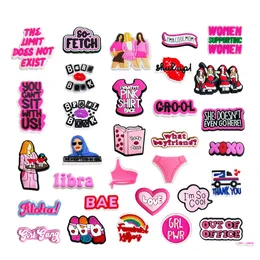 Schuhteile Zubehör Charms Großhandel Kindheitserinnerungen Rosa Mean Girl Burn Book Cartoon Croc PVC Dekoration Schnalle Weichgummi Dh8Y0