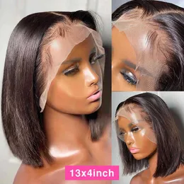 NXY LACE WIGS Bob Human Human Hair For Women Pre Slucked Brazilian 13x4 HD Frontal 5x5 Zamknięcie proste 230106