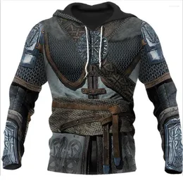 Men's Hoodies Viking Armor Tattoo 3D Printed Men Harajuku Fashion Sweatshirt Cosplay Costume Unisex Casual Jacket Zip Hoodie