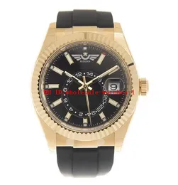 11 Orologio da uomo classico stile Sky 326238 42mm quadrante nero oro orologi meccanici automatici cinturino in caucciù orologi da polso luminosi