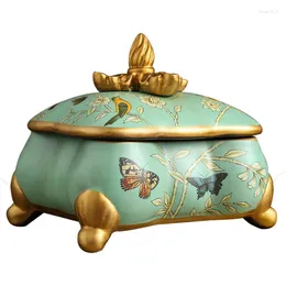 Storage Boxes Hand-carved European-style Ceramic Jewelry Box With Smooth Lines Decorative Decoration Ingenuity Quality American-style Retr