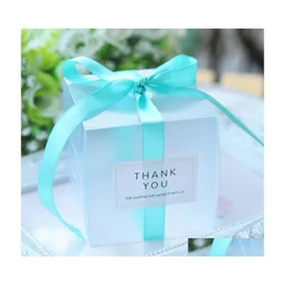 Gift Wrap 5x5x5cm PVC Clear Candy Boxes Wedding Decorations Party Supplies Box Baby Visa Favors With Ribbon 220331 Drop Delivery Ho Dhtty