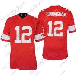 Camisas de futebol NCAA College UNLV Rebels Football Jersey 12 Randall Cunningham Red Bordado Drop Shipping Todos costurados Tamanho S-3XL